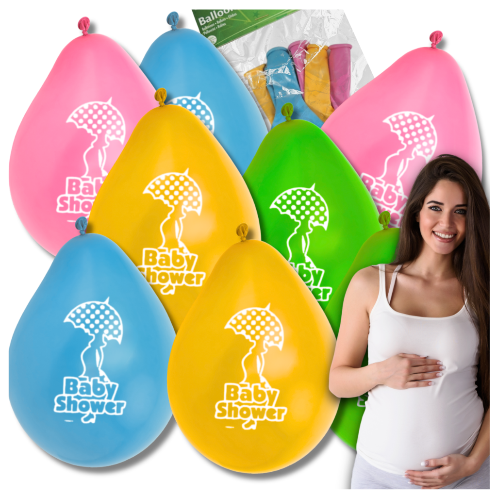 Bakalu Baby Shower krāsaini baloni, 8 gab., 30 cm