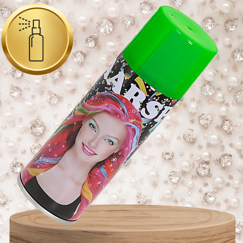 Izmazgājama matu laka ar spīdumiem ballītēm, zaļa, 250 ml