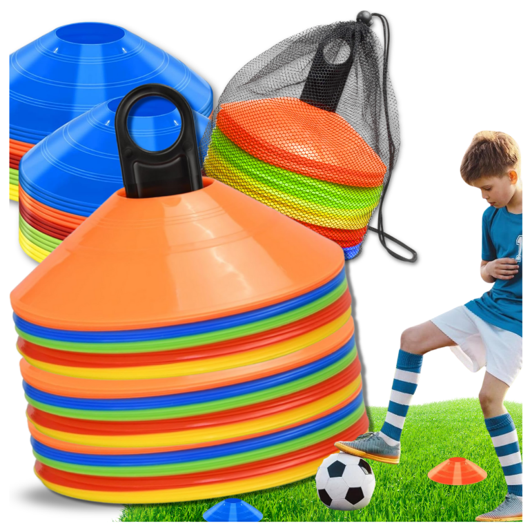 Treniņu konusi futbola treniņiem, 50 gab., elastīgi