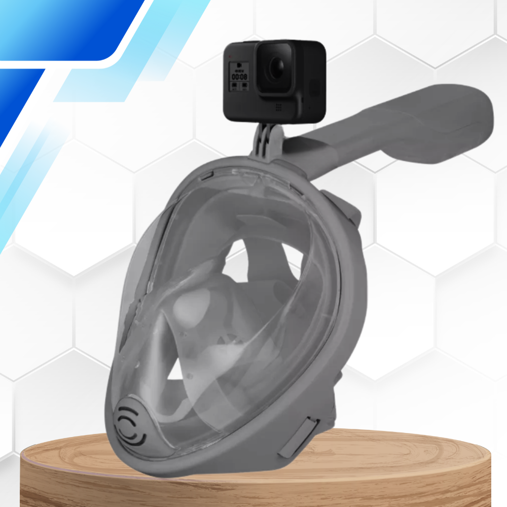 Bakalu pilnas sejas niršanas maska L/XL ar GoPro stiprinājumu, pelēka