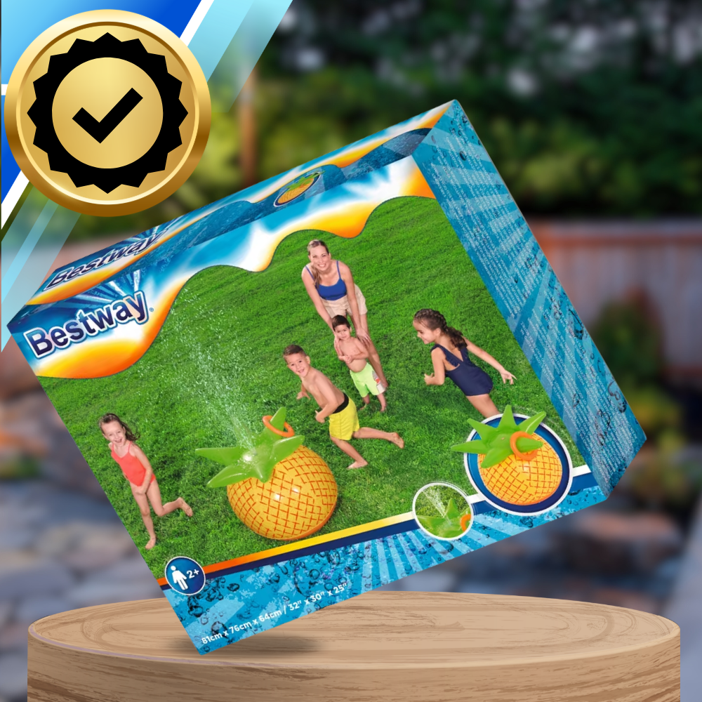 Bestway Ananas piepūšamā dārza strūklaka un smidzinātājs bērniem, 81 cm