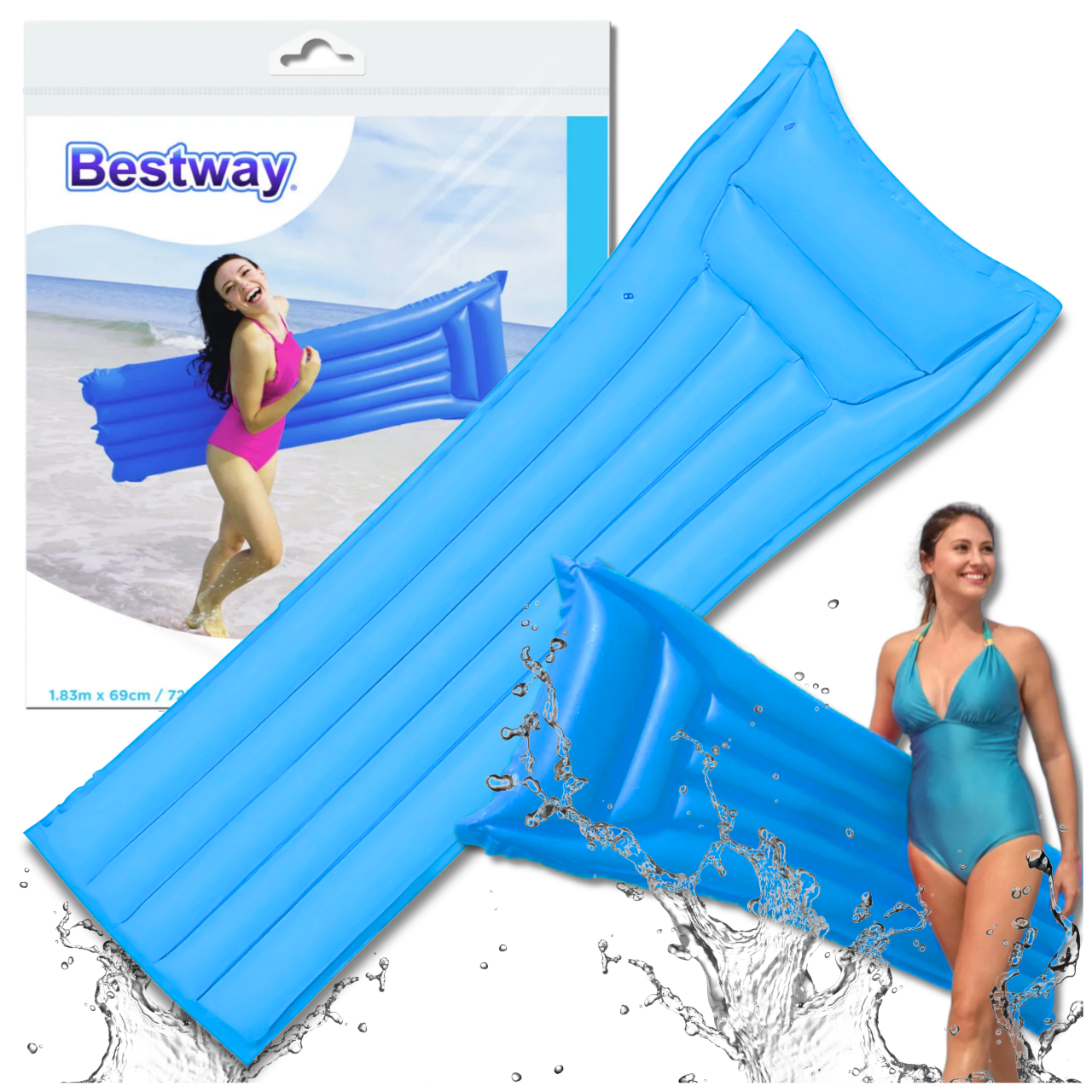 Bestway piepūšamais ūdens matracis 183 x 69 cm, zils
