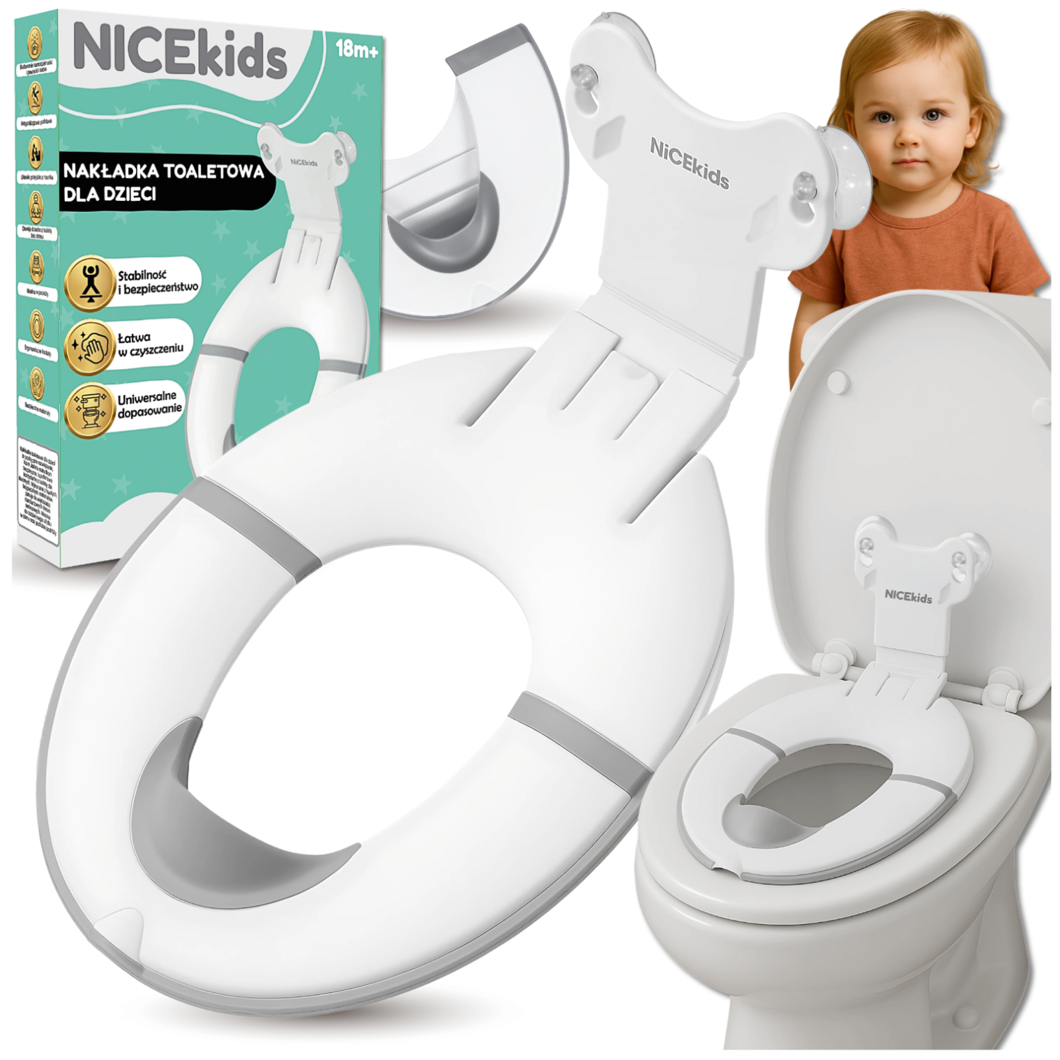 Nicekids salokāms poda paliktnis bērniem, neslīdošs WC sēdekļa pārvalks ceļojumiem