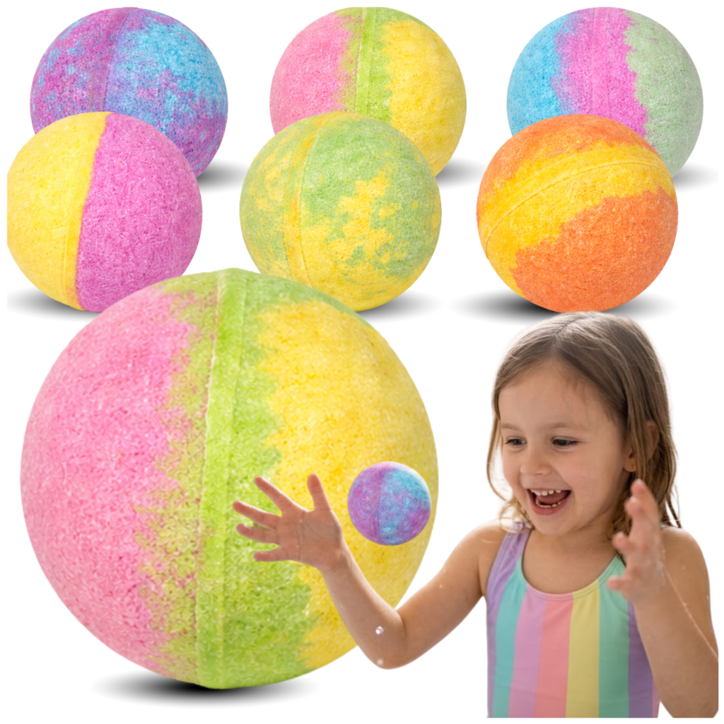 Rainbow putojošās vannas bumbas bērniem un pieaugušajiem, 6 gab.
