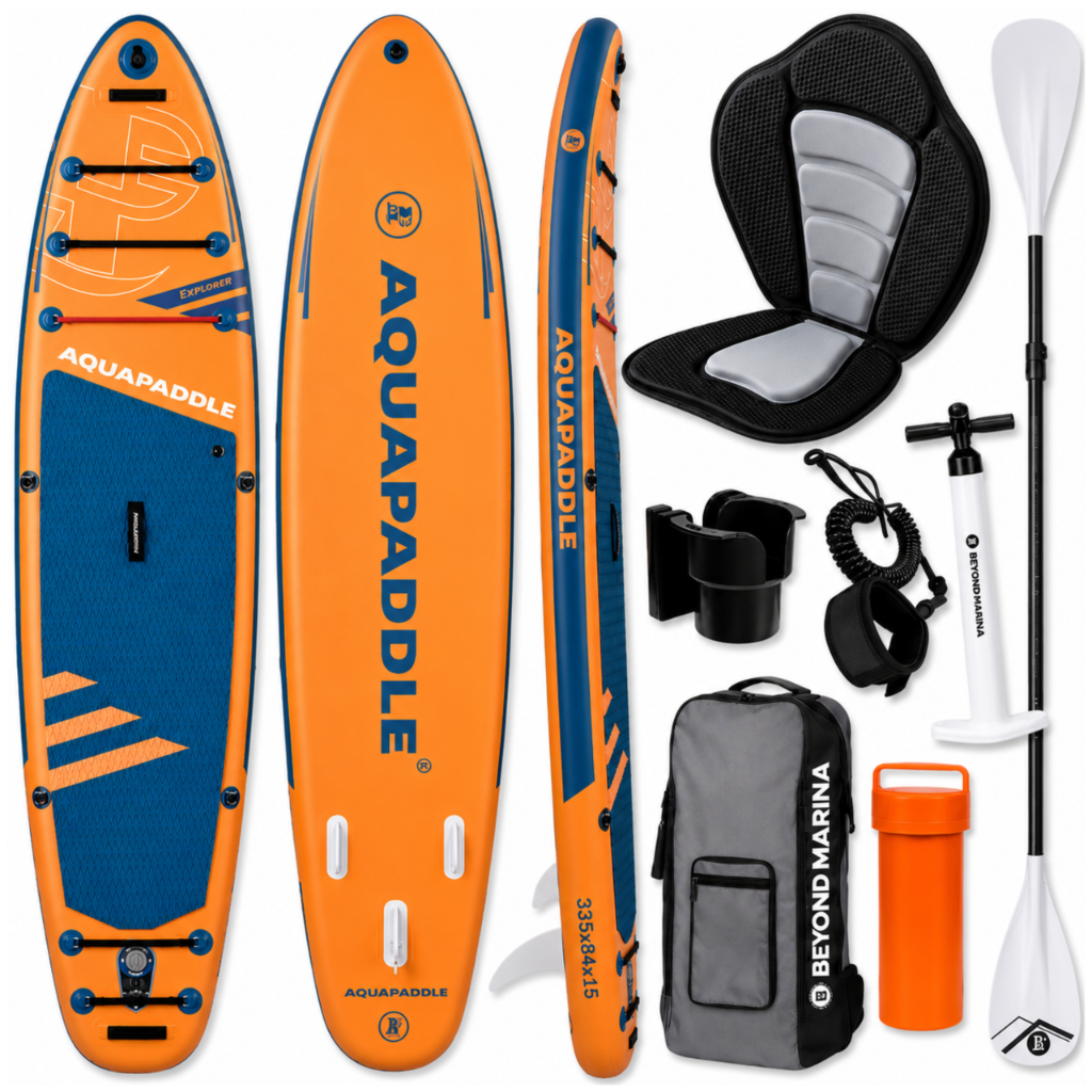 AquaPaddle Explorer Orange SUP dēlis ar sēdekli, 335x84x15 cm
