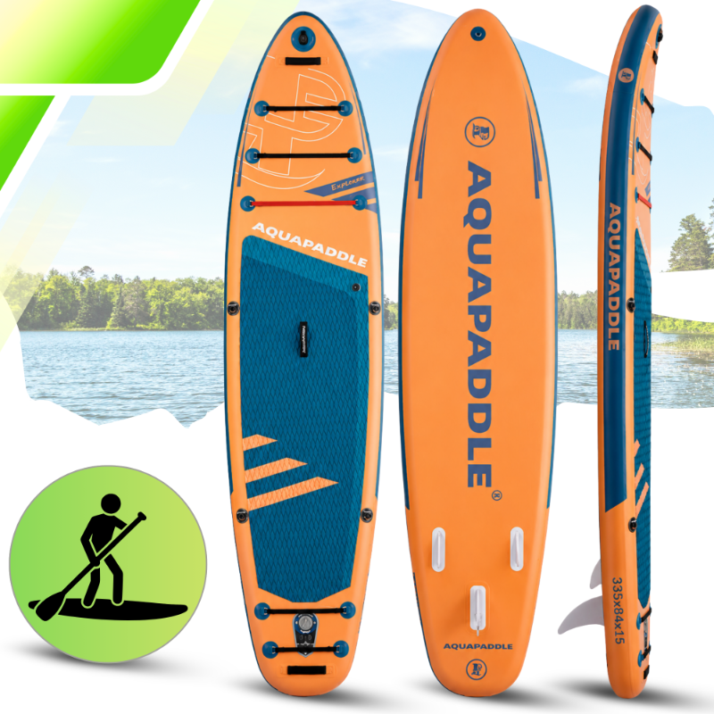 AquaPaddle Explorer Orange SUP dēlis ar sēdekli, 335x84x15 cm