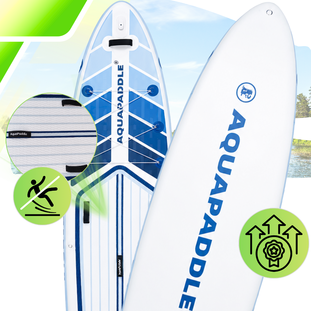 AquaPaddle SUP dēlis 355x82x15 cm ar piederumiem, 200 kg, Navigator Blue