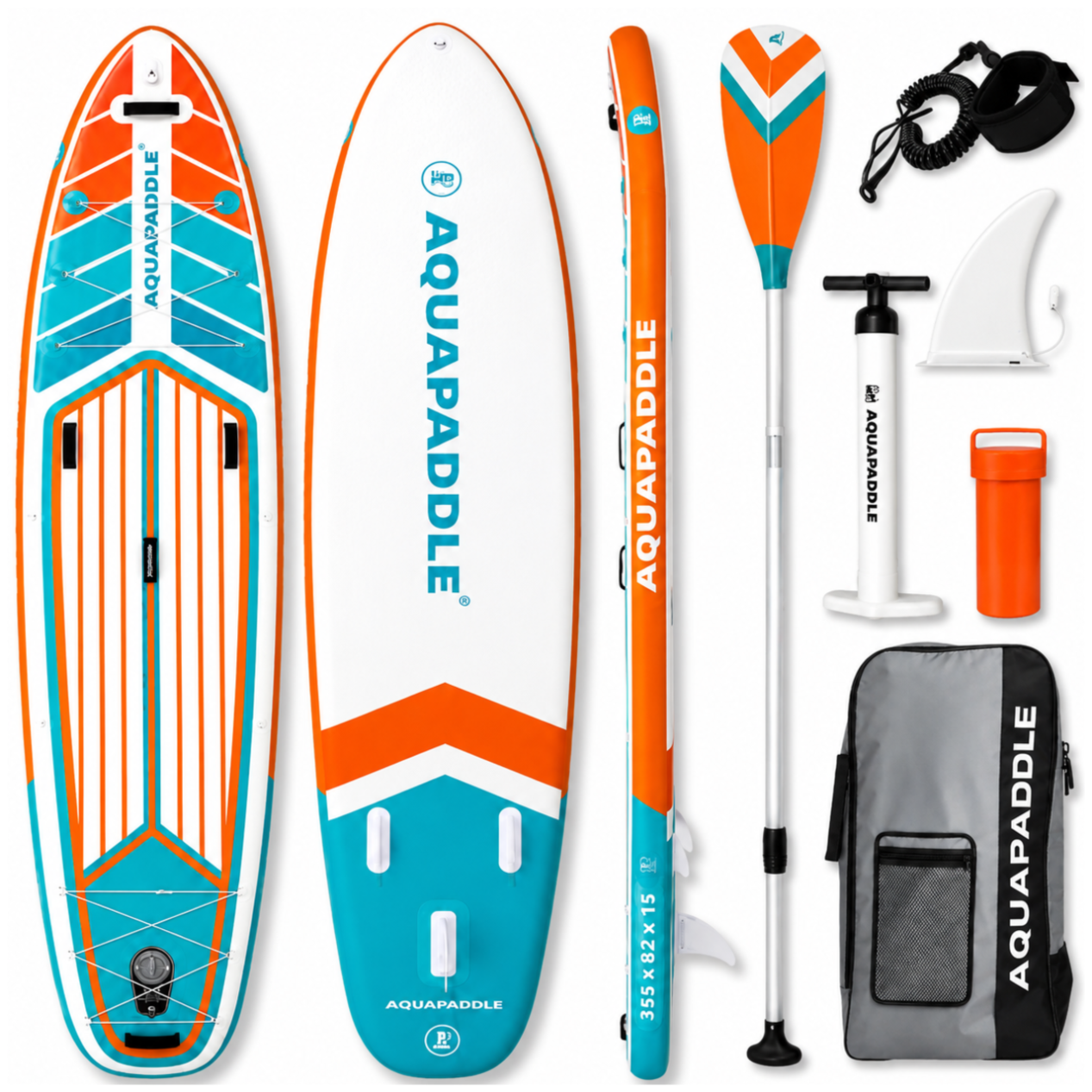 AquaPaddle Navigator Orange Green SUP dēlis, 355x82x15 cm, 200 kg