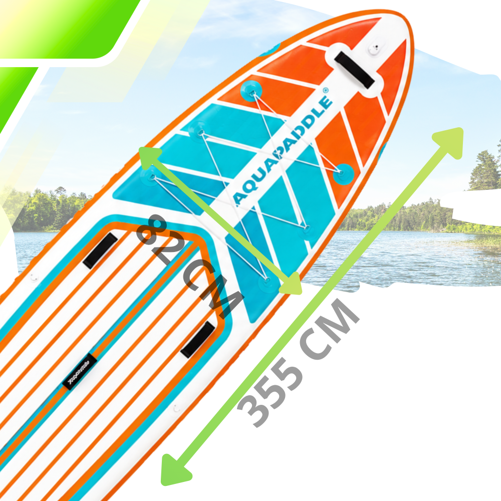AquaPaddle Navigator Orange Green SUP dēlis, 355x82x15 cm, 200 kg