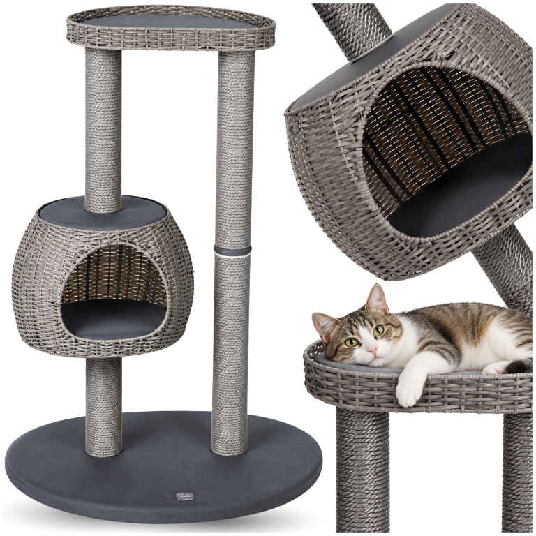 Karlie Nicky Outdoor kaķu nagu asinātājs ar mājiņu un platformu 77 x 57 x 110 cm