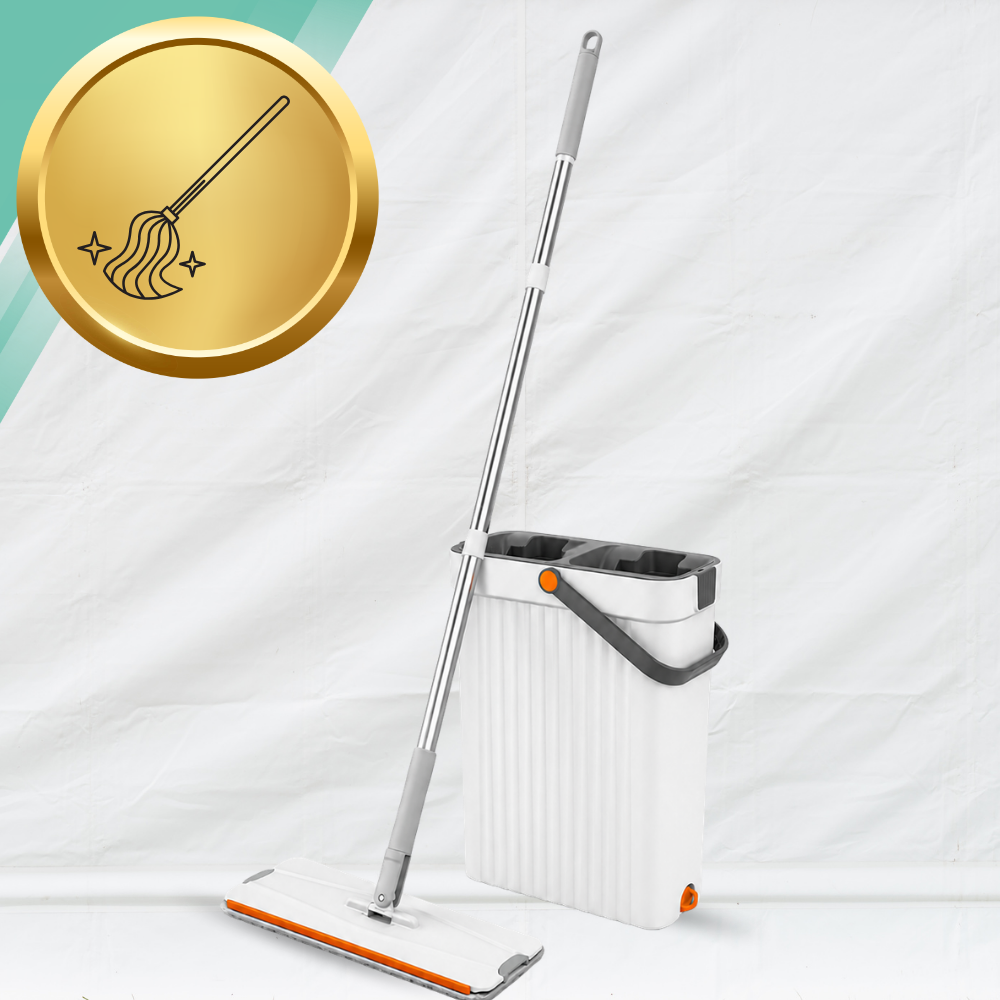 Grīdas mops ar divkameru spaini Wash + Dry, 33 cm un 4 mikrošķiedras uzgaļi