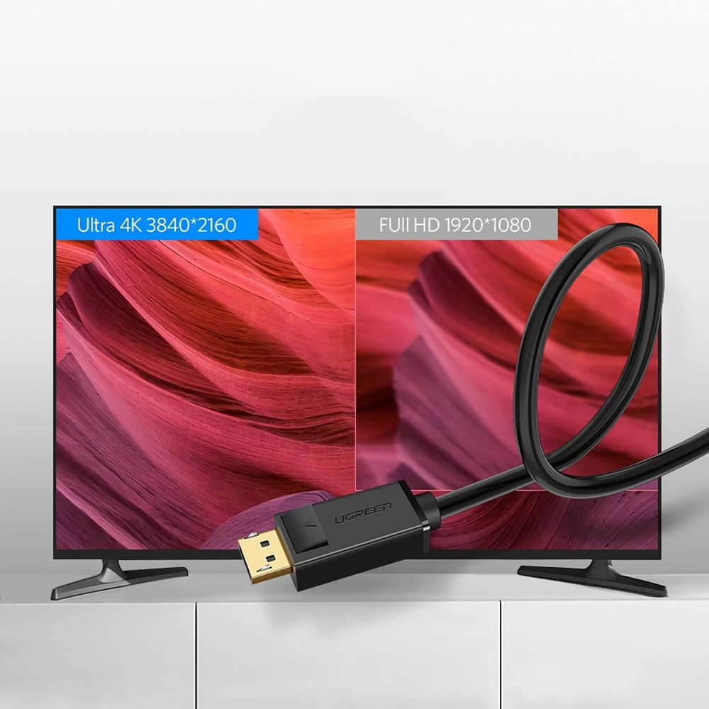 Ugreen DP102 DisplayPort 1.2 kabelis 4K 30Hz, 1m, melns