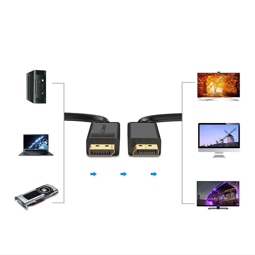 Ugreen DP102 DisplayPort 1.2 kabelis 4K 30Hz, 1m, melns