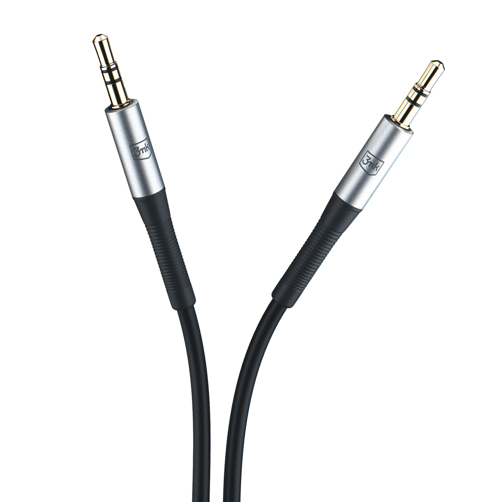3mk AUX minijack 3.5 mm kabelis (1 m), balts