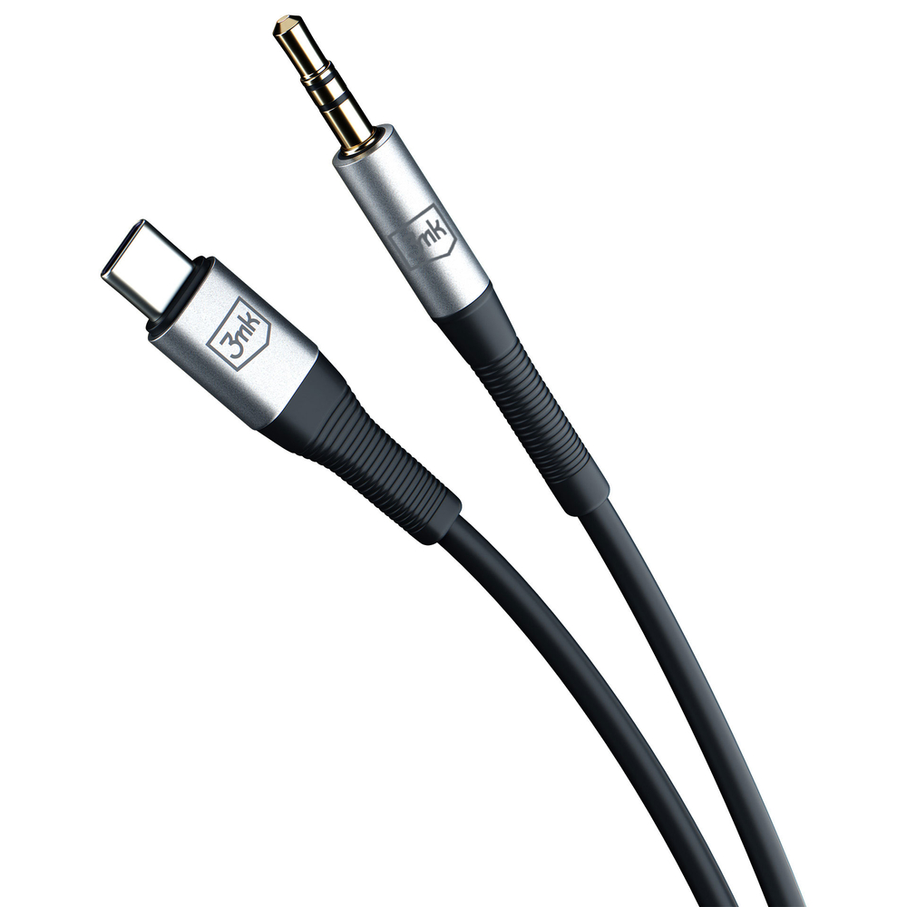 3Mk Protection AUX kabelis 3.5 mm uz USB-C, 1m, sudraba