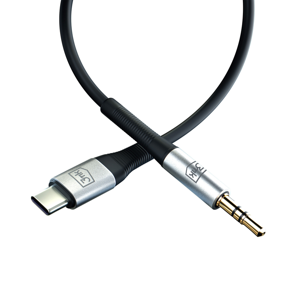 3Mk Protection AUX kabelis 3.5 mm uz USB-C, 1m, sudraba