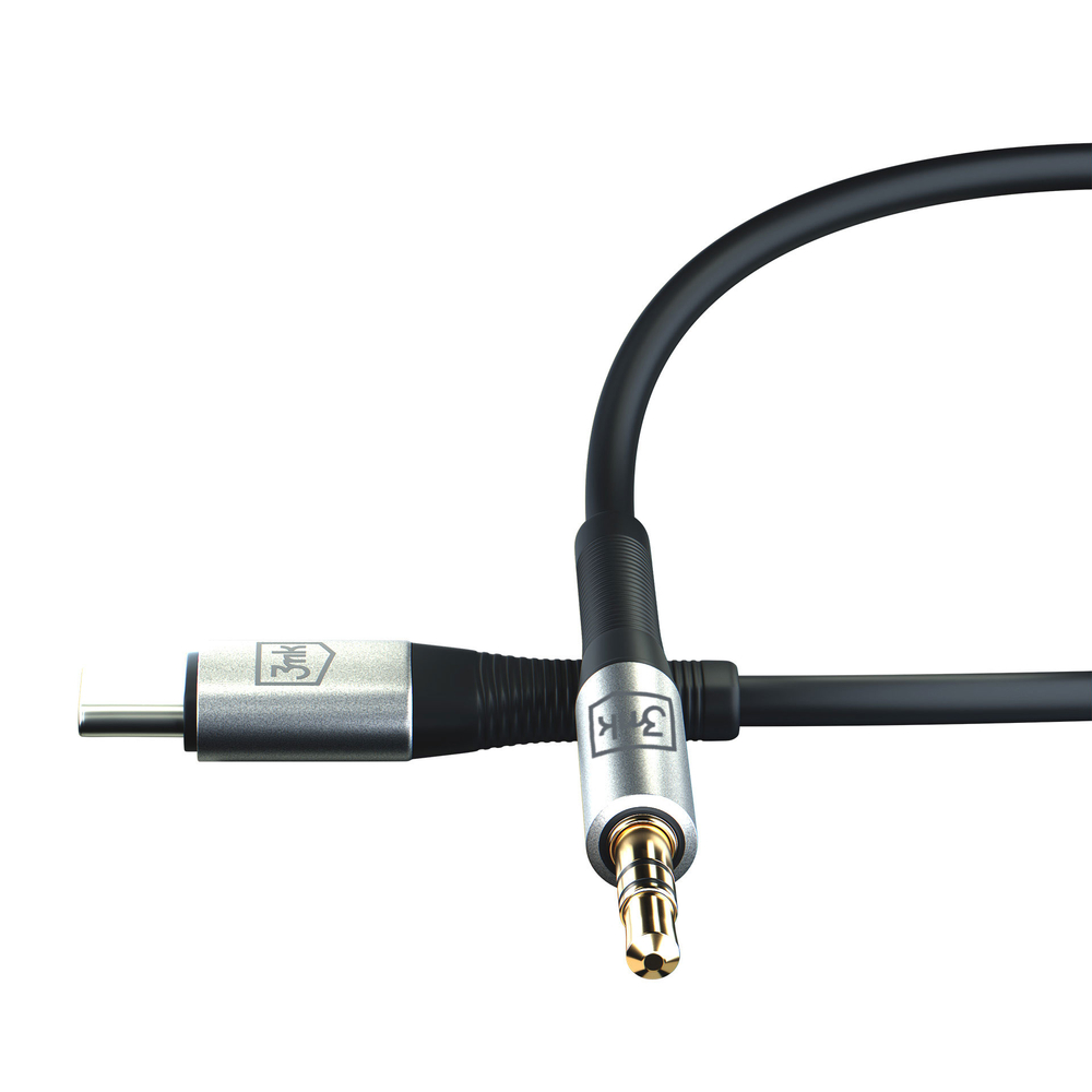 3Mk Protection AUX kabelis 3.5 mm uz USB-C, 1m, sudraba