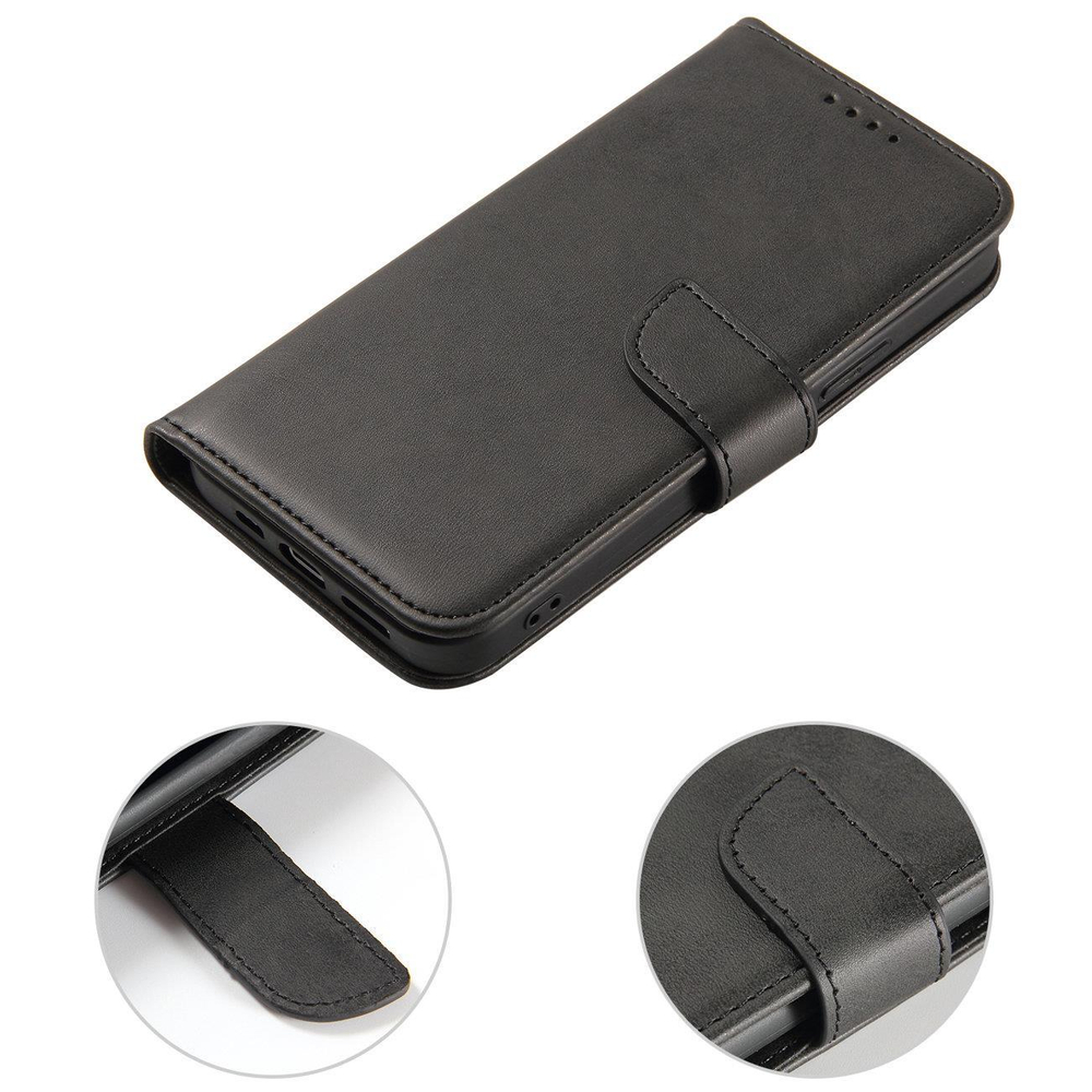 Magnet Case For Samsung A15 With Flap And Wallet - Black