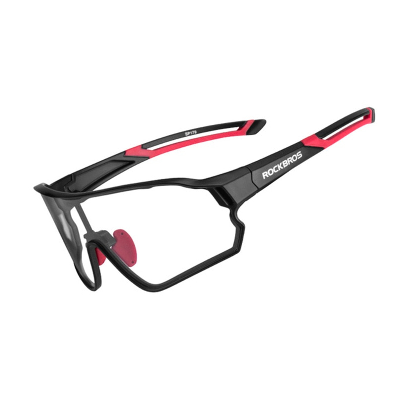 Rockbros 10135 fotohromās velobrilles UV400, melnas/sarkanas