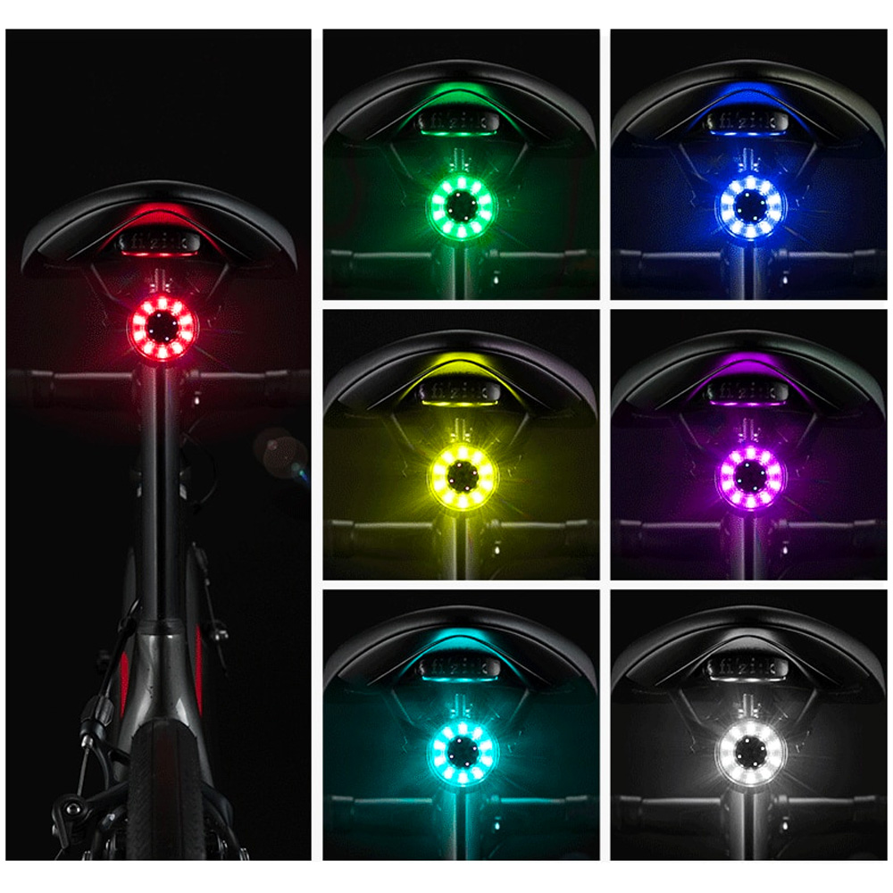 Rockbros Q1 velosipēda aizmugurējais lukturis 7 krāsu LED, melns