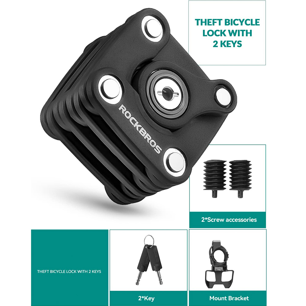 Rockbros WD795 saliekamā velosipēda slēdzene, melna