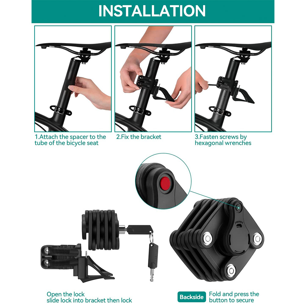 Rockbros WD795 saliekamā velosipēda slēdzene, melna
