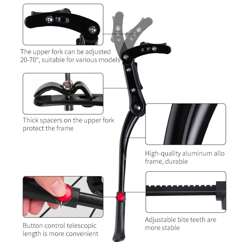Rockbros JC1005BK velosipēda atbalsta kājiņa, melna