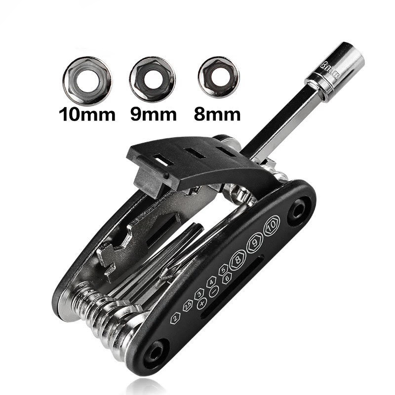 Rockbros GJ1601 16-in-1 velosipēdu remonta daudzfunkcionālais instruments, melns