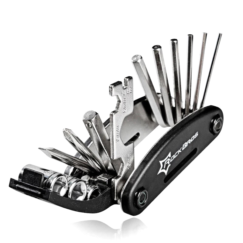 Rockbros GJ1601 16-in-1 velosipēdu remonta daudzfunkcionālais instruments, melns