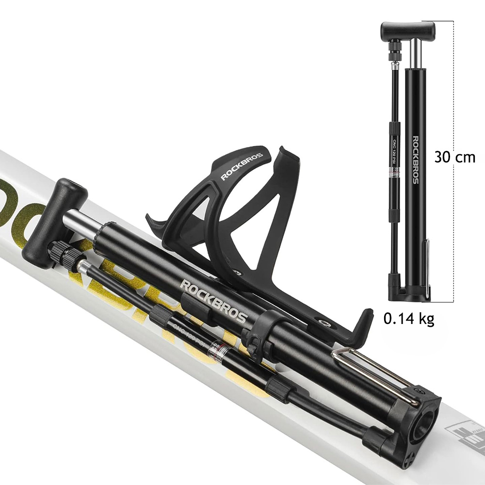 Rockbros 42322821001 grīdas un rokas velosipēda pumpis, melns
