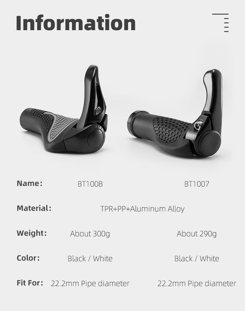 Rockbros BT1007B velosipēda rokturu komplekts ar radziņiem, melns