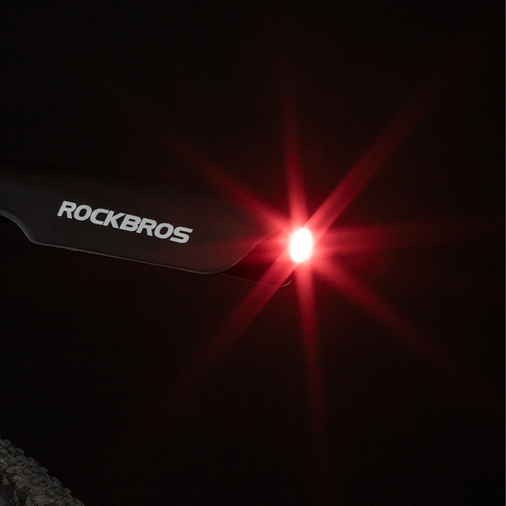 Rockbros DNB8001 velosipēda dubļusargs ar sarkanu LED gaismu, melns