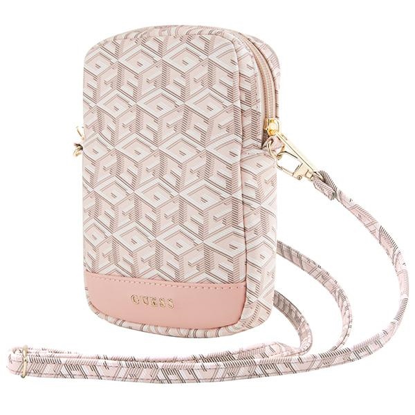 Guess Zip GCube Bottom Stripe telefonu somiņa, rozā