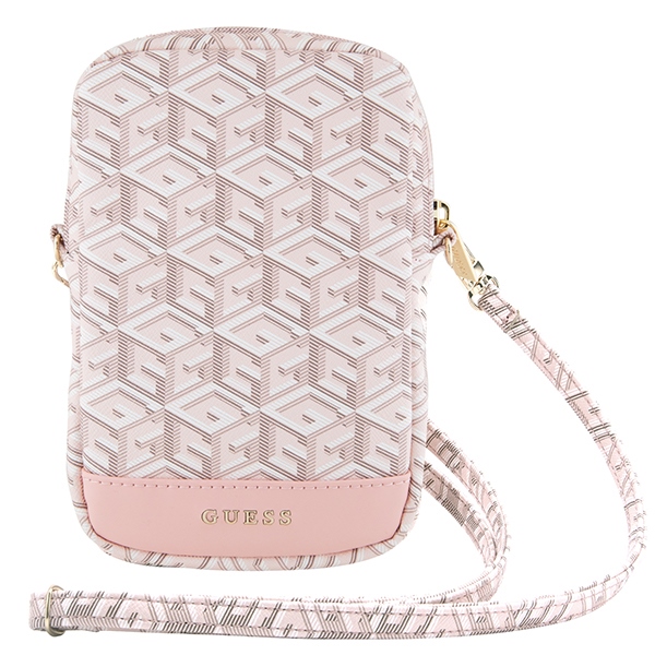 Guess Zip GCube Bottom Stripe telefonu somiņa, rozā