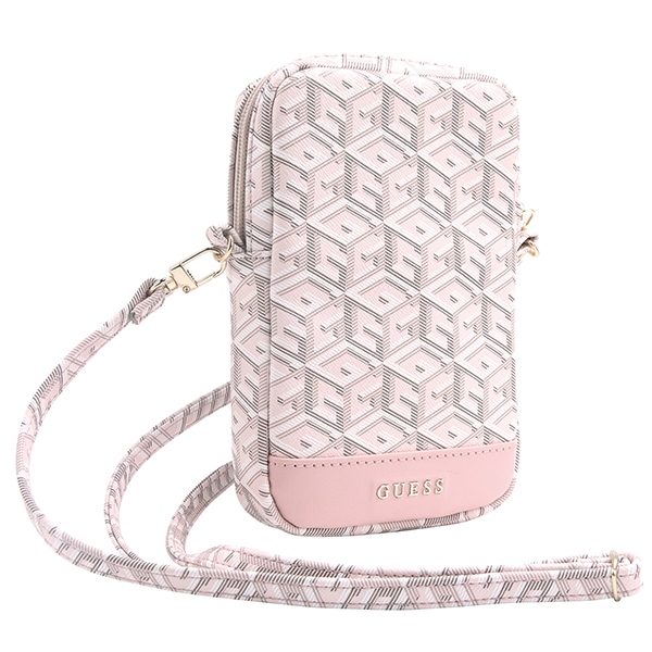 Guess Zip GCube Bottom Stripe telefonu somiņa, rozā