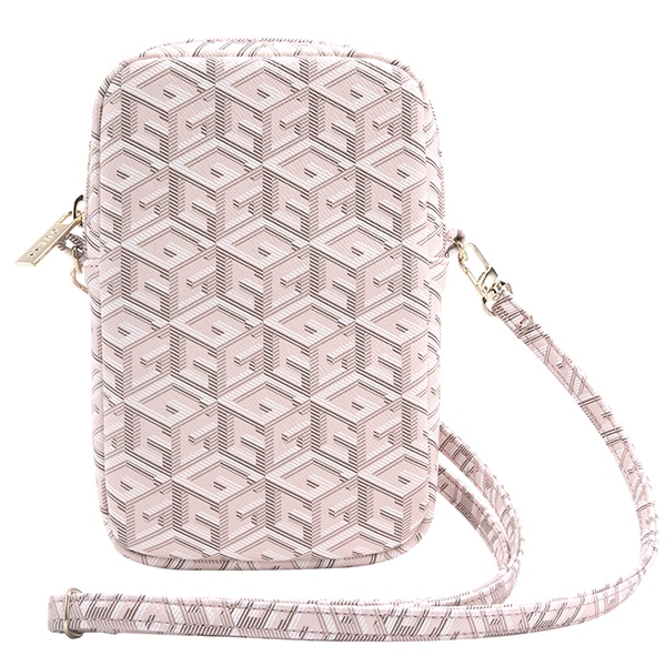 Guess Zip GCube Bottom Stripe telefonu somiņa, rozā