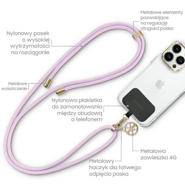 Guess CBDY Cord universāla tālruņa siksniņa, ceriņu krāsā