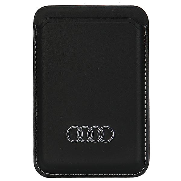 Audi Synthetic Leather magnētisks karšu maciņš MagSafe, melns
