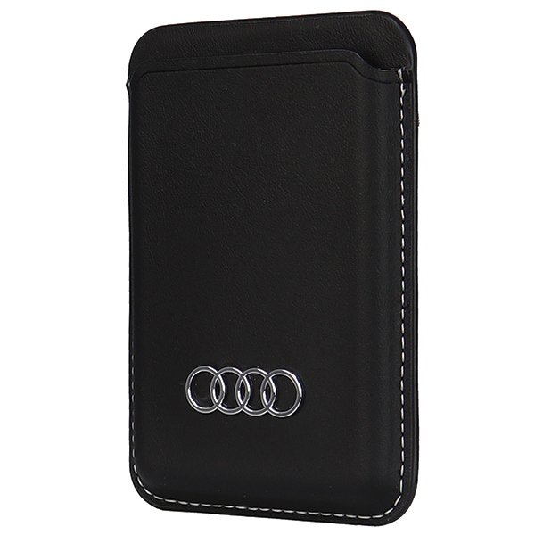 Audi Synthetic Leather magnētisks karšu maciņš MagSafe, melns