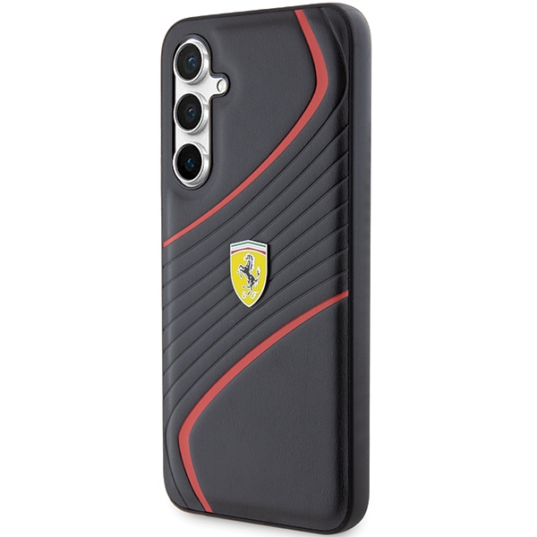 Ferrari Samsung Galaxy S23 FE vāciņš Twist Metal Logo, melns