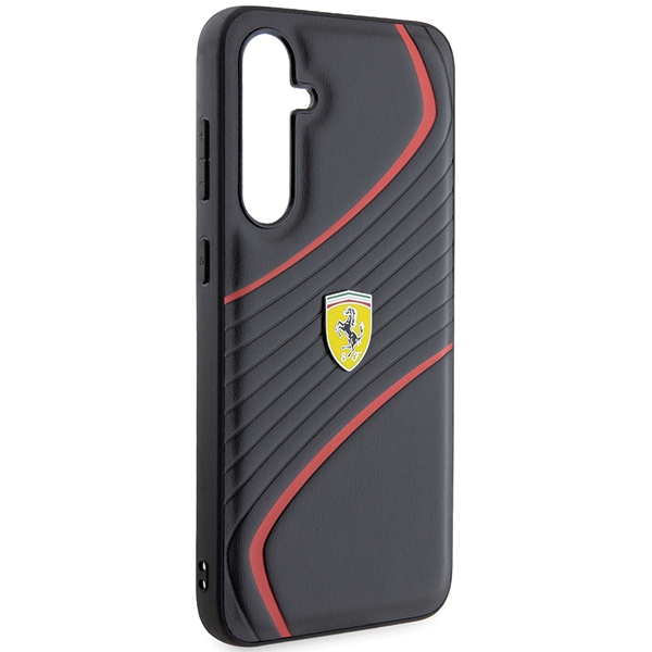 Ferrari Samsung Galaxy S23 FE vāciņš Twist Metal Logo, melns