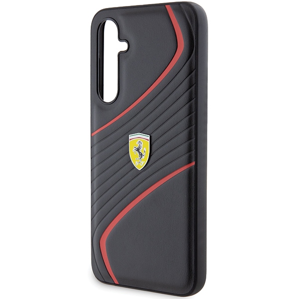 Ferrari Samsung Galaxy S23 FE vāciņš Twist Metal Logo, melns