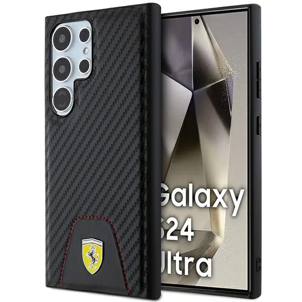 Ferrari Samsung Galaxy S24 Ultra vāciņš Carbon Stitched Bottom, melns