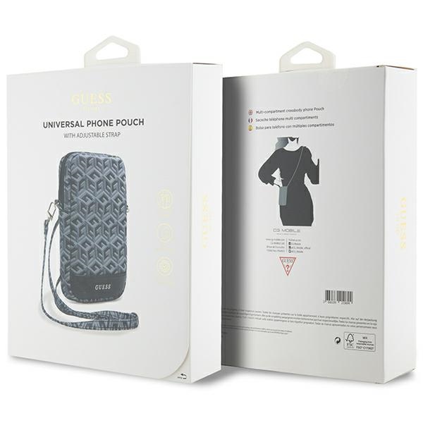Guess tālruņa soma Zip GCube Bottom Stripe, melna