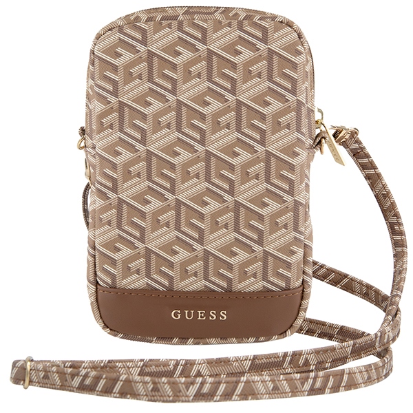 Guess Zip GCube Bottom Stripe tālruņa soma, brūna