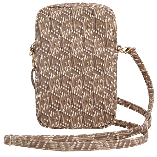 Guess Zip GCube Bottom Stripe tālruņa soma, brūna
