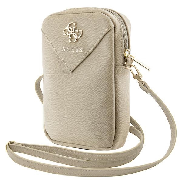 Guess tālruņa somiņa ZIP Leather Triangle, zelta