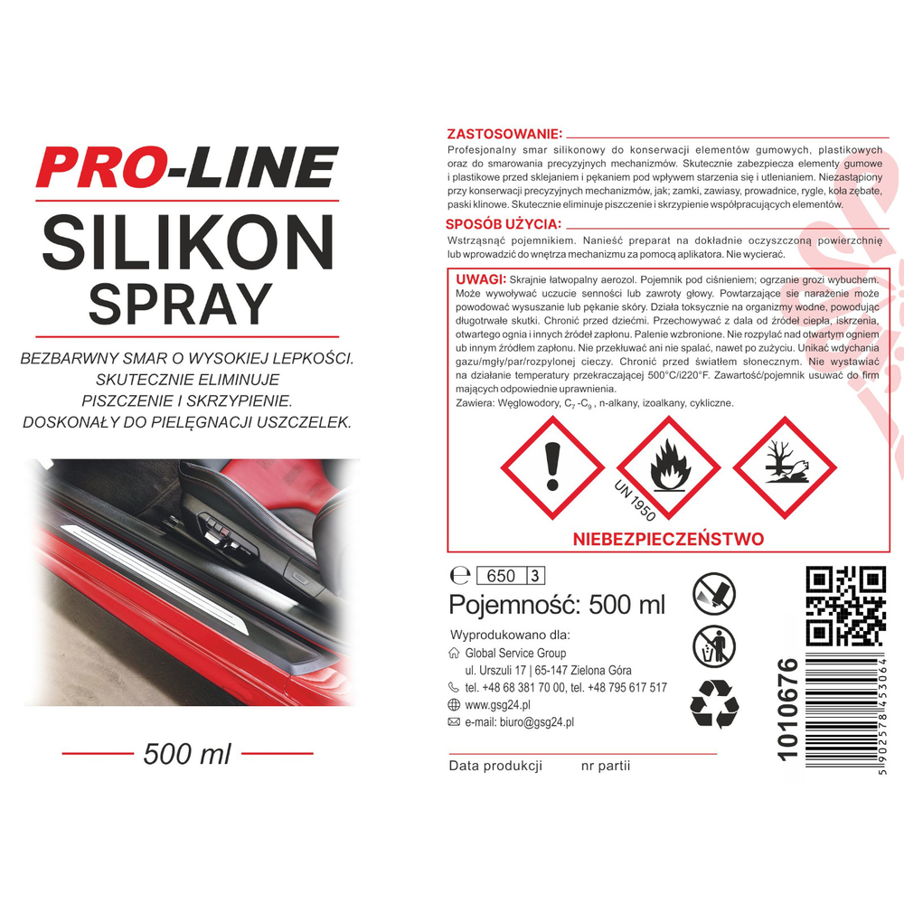 Silikona smērviela blīvējumu kopšanai PRO-LINE 500ml | Silicone spray grease for seal care