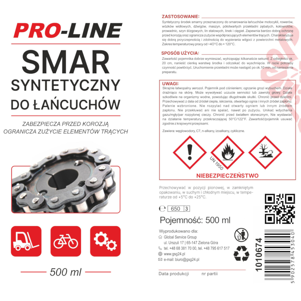 Pro-Line sintētiskā ķēžu smērviela, aerosols 500ml