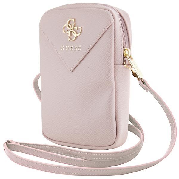 Guess tālruņa somiņa ZIP Leather Triangle, rozā